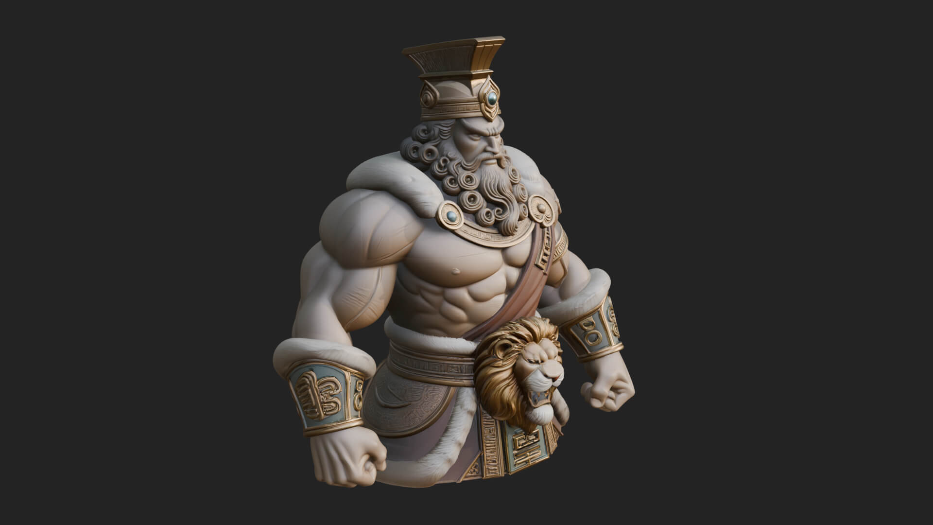 Greek Warrior Bust Statue Design 5 3D Print Model 3D Model