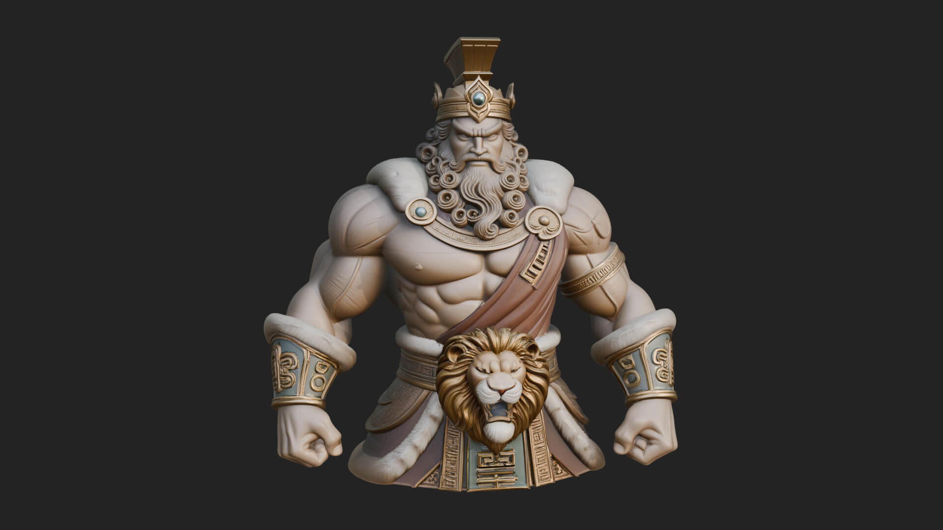 Greek Warrior Bust Statue Design 5 3D Print Model 3D Model