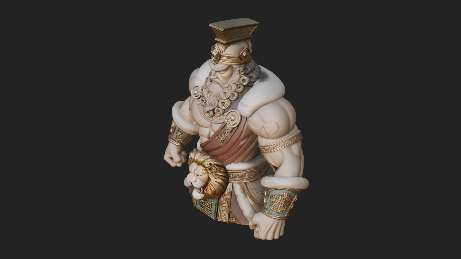 Greek Warrior Bust Statue Design 5 3D Print Model 3D Model