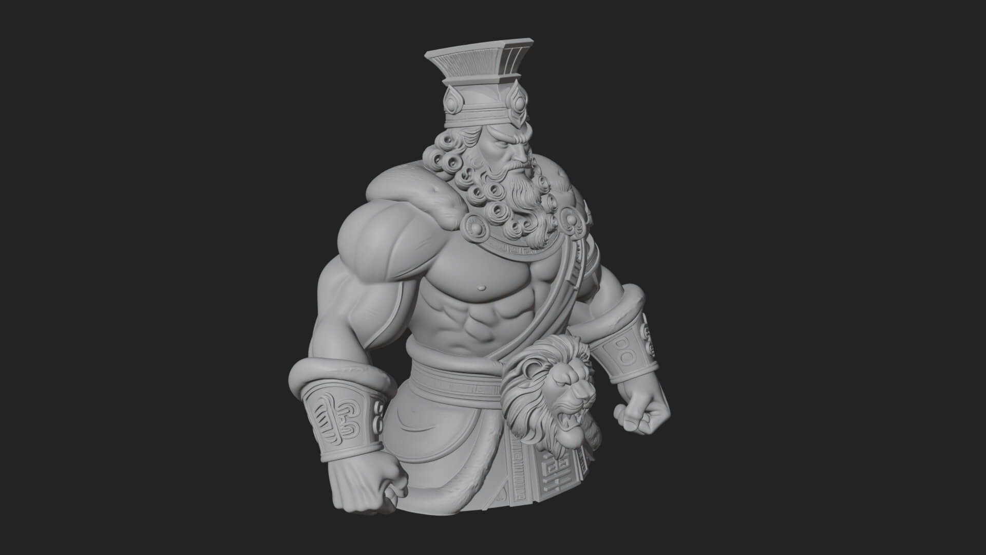 Greek Warrior Bust Statue Design 5 3D Print Model 3D Model