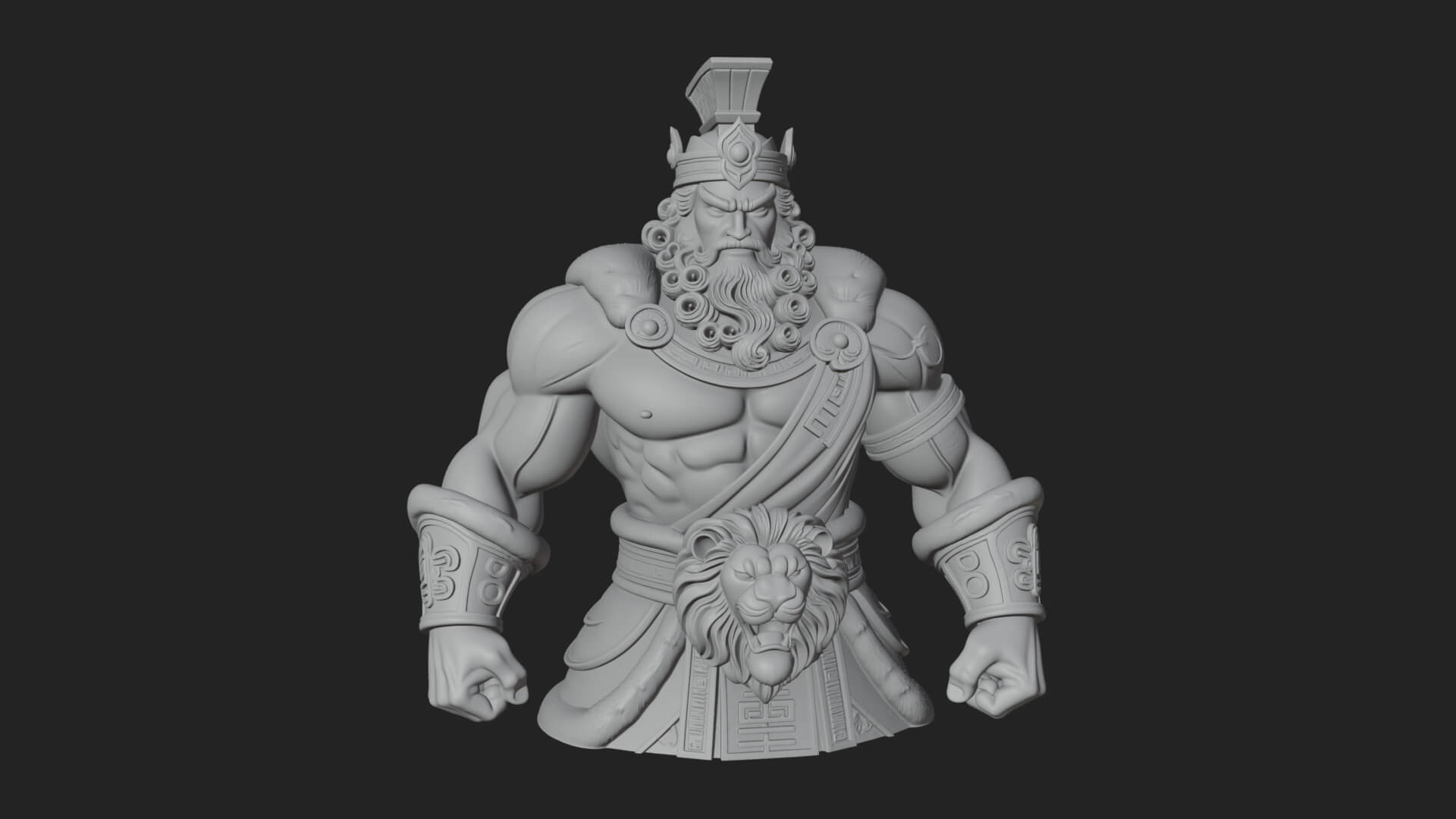 Greek Warrior Bust Statue Design 5 3D Print Model 3D Model
