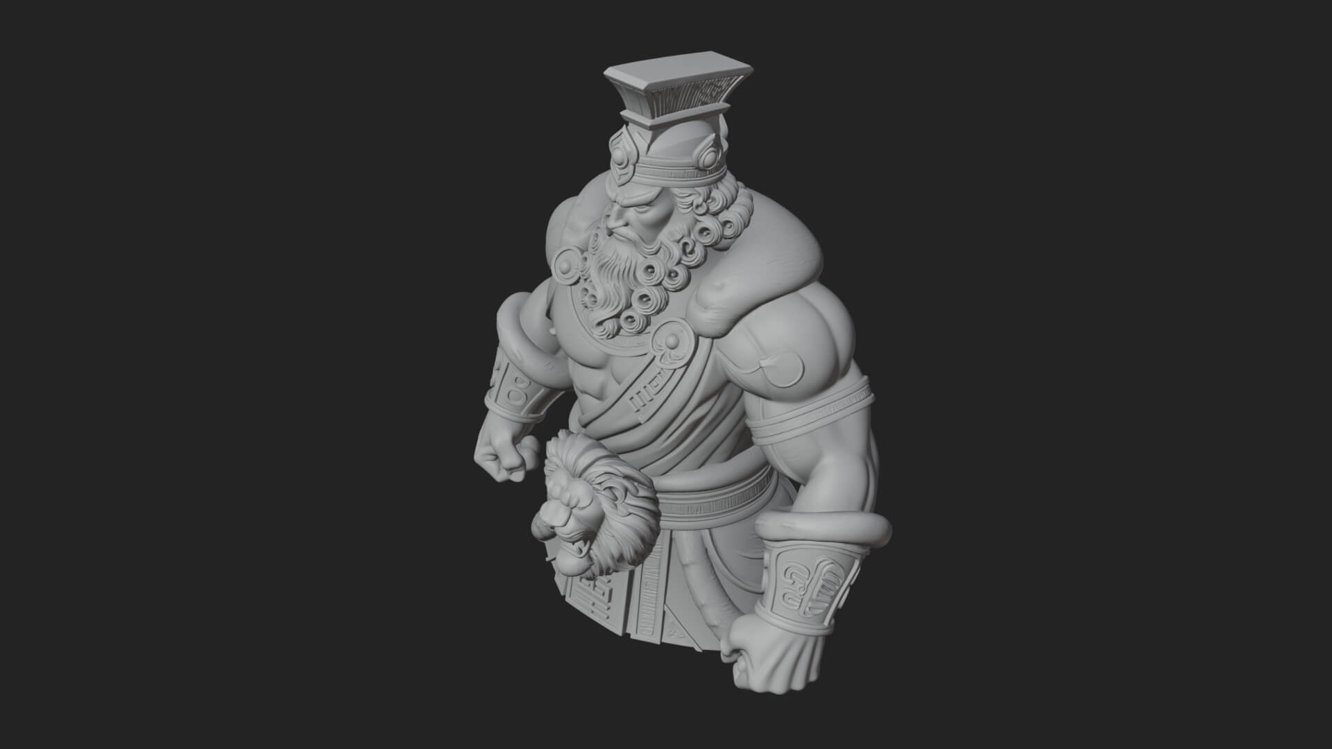 Greek Warrior Bust Statue Design 5 3D Print Model 3D Model