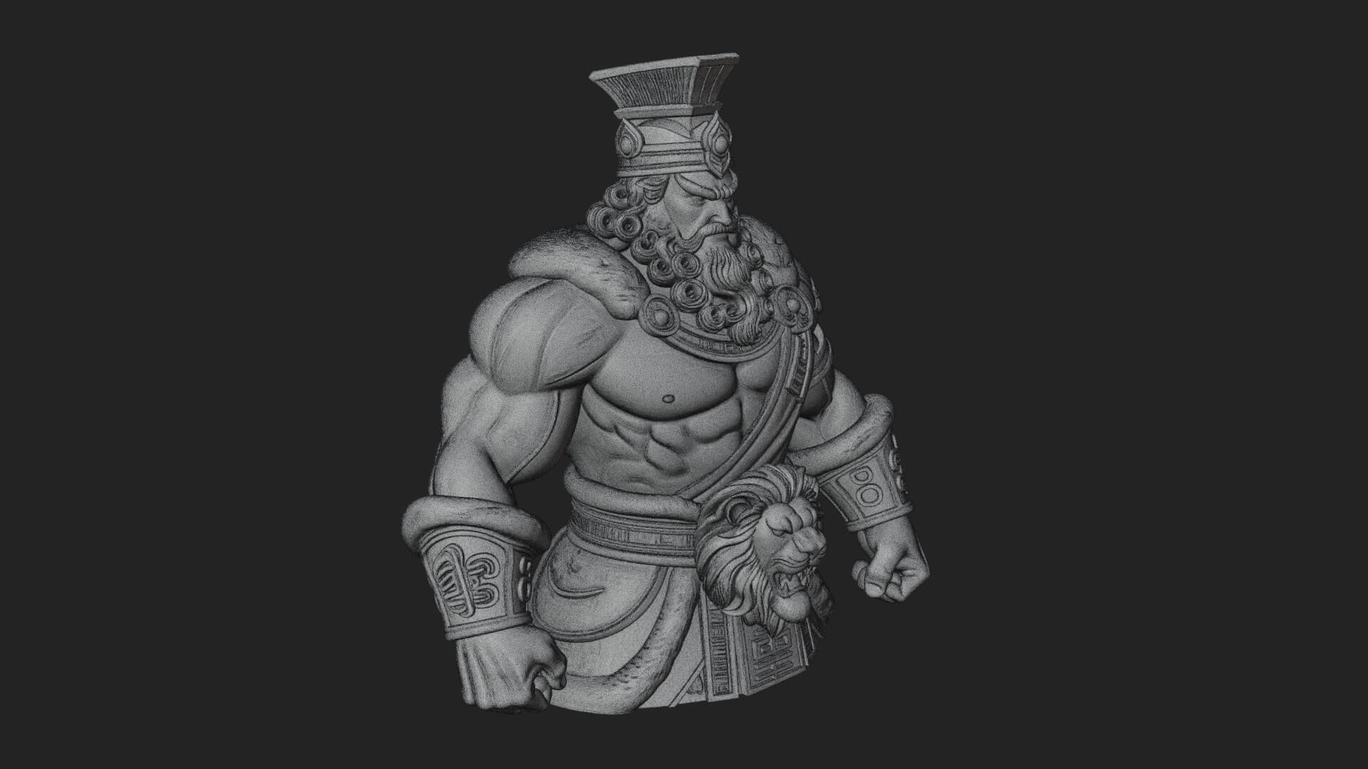 Greek Warrior Bust Statue Design 5 3D Print Model 3D Model