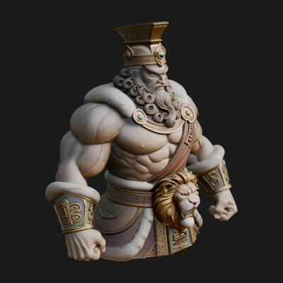 Greek Warrior Bust Statue Design 5 3D Print Model