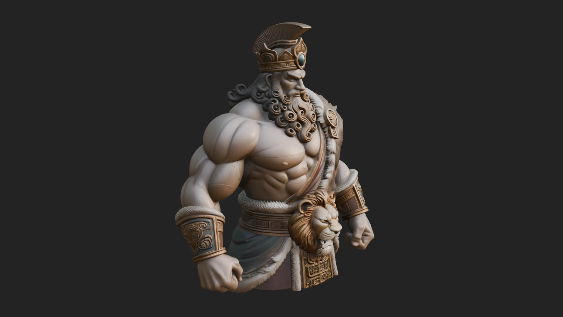 Greek Warrior Bust Statue Design 6 3D Print Model 3D Model