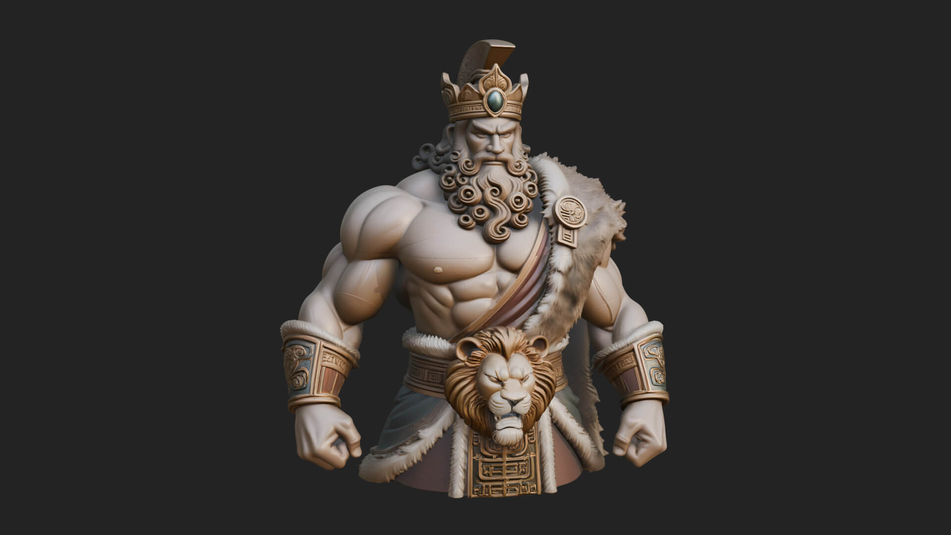 Greek Warrior Bust Statue Design 6 3D Print Model 3D Model