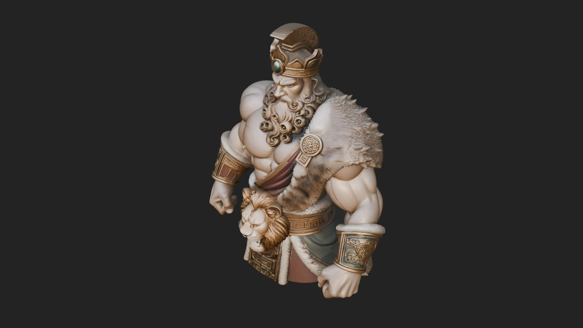 Greek Warrior Bust Statue Design 6 3D Print Model 3D Model