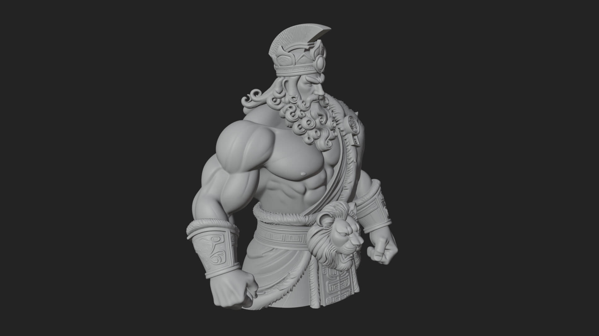 Greek Warrior Bust Statue Design 6 3D Print Model 3D Model