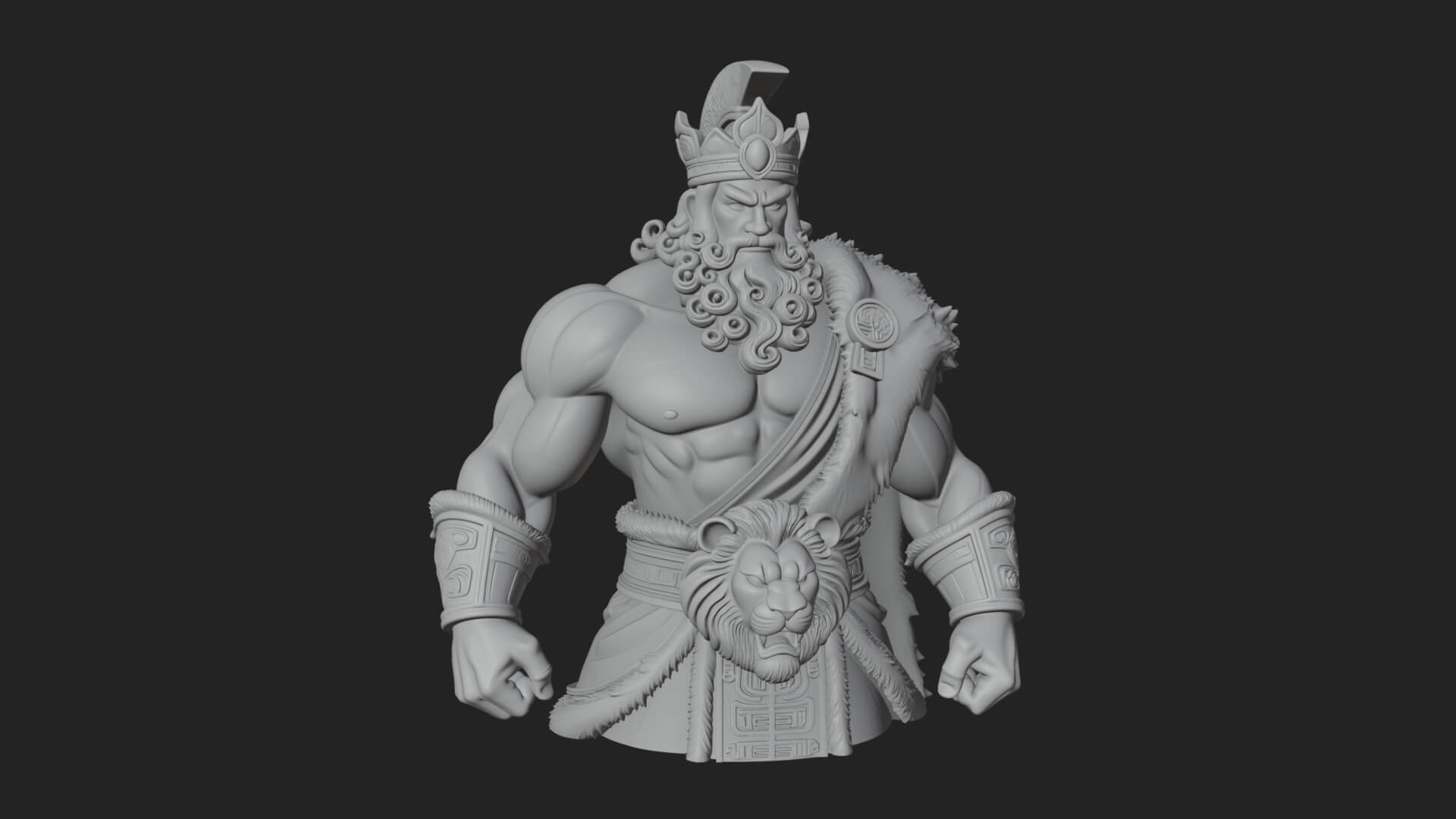 Greek Warrior Bust Statue Design 6 3D Print Model 3D Model