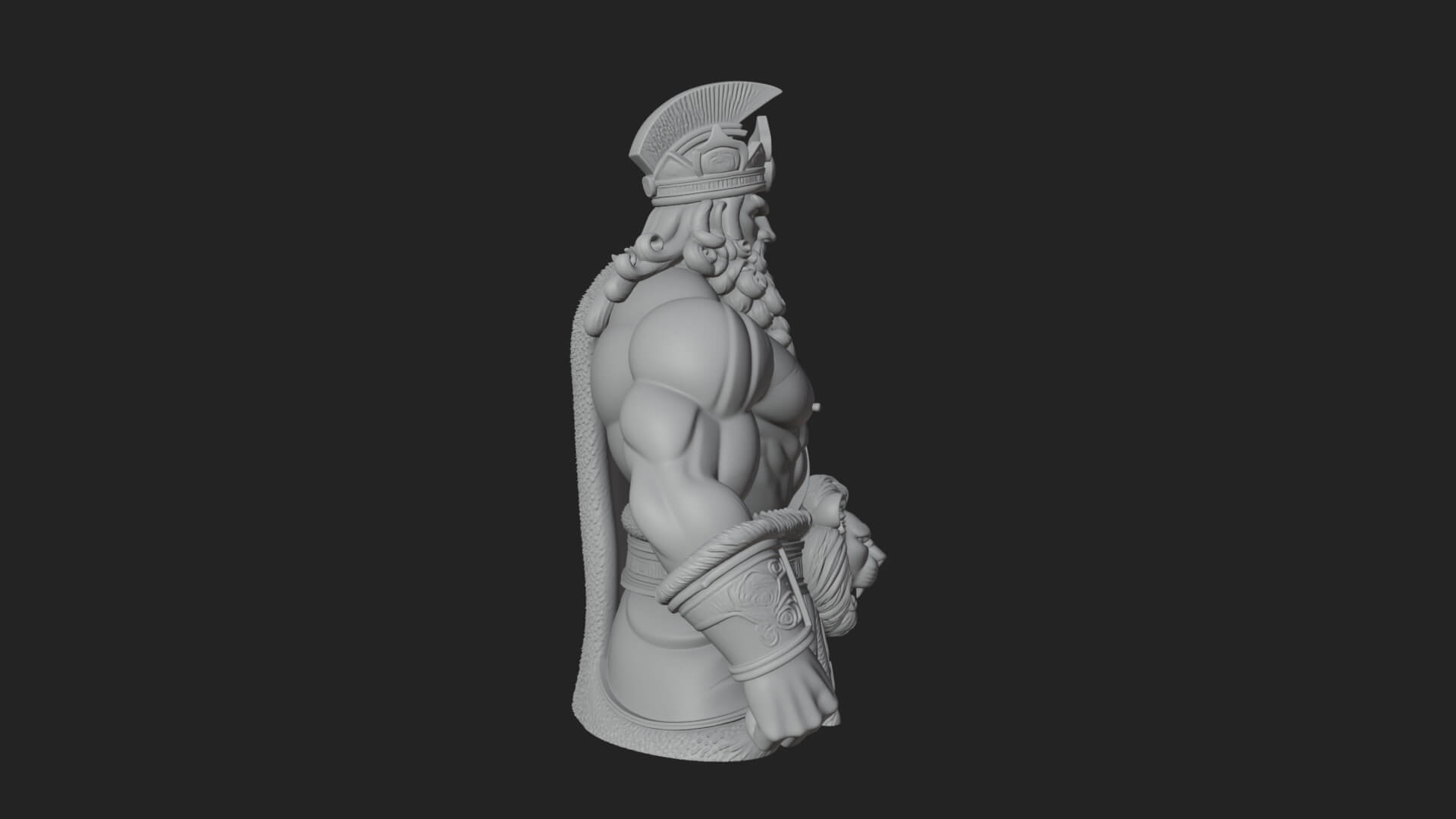 Greek Warrior Bust Statue Design 6 3D Print Model 3D Model