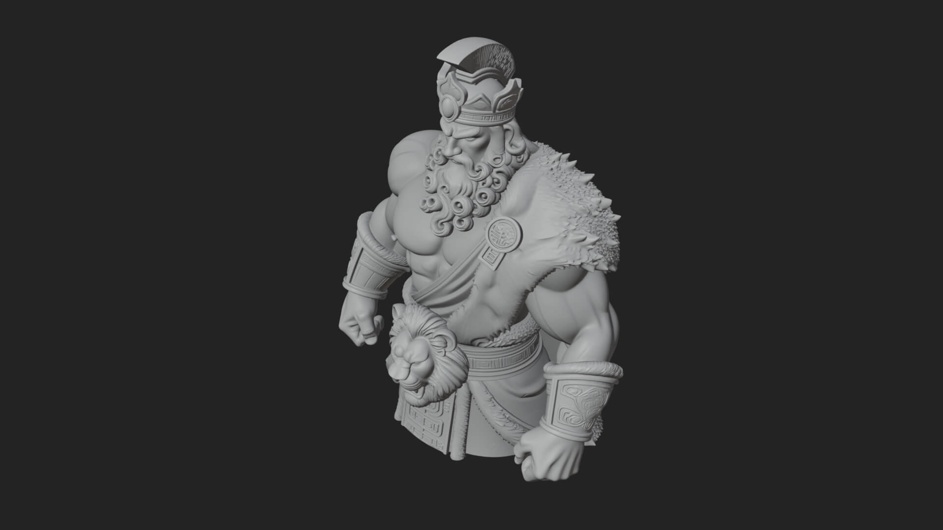 Greek Warrior Bust Statue Design 6 3D Print Model 3D Model