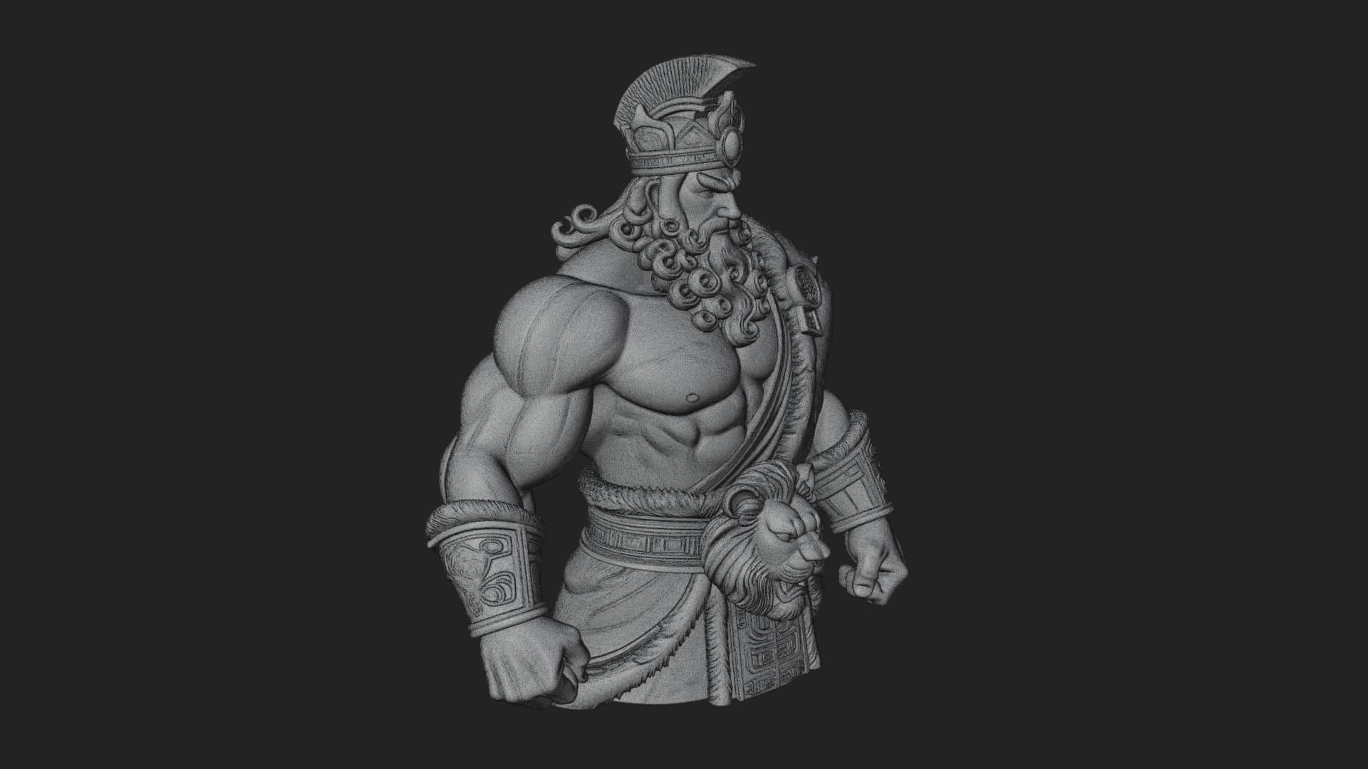 Greek Warrior Bust Statue Design 6 3D Print Model 3D Model