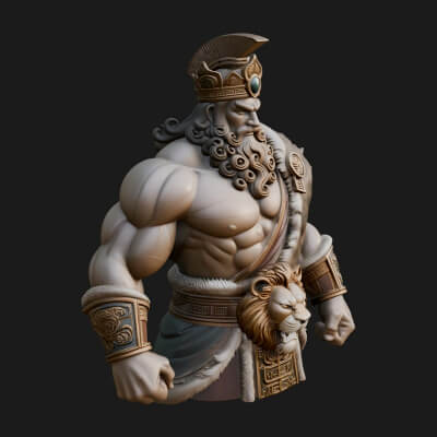 Greek Warrior Bust Statue Design 6 3D Print Model