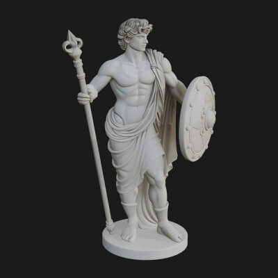 Greek Warrior God Statue Design 1 3D Print Model