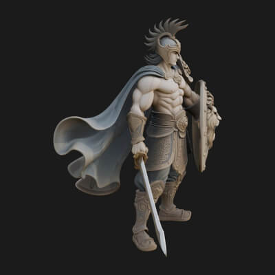 Greek Warrior God Statue Design 12 3D Print Model