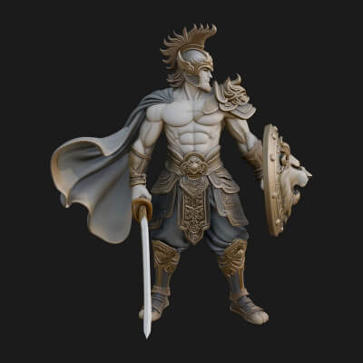 Greek Warrior God Statue Design 14 3d Print Model