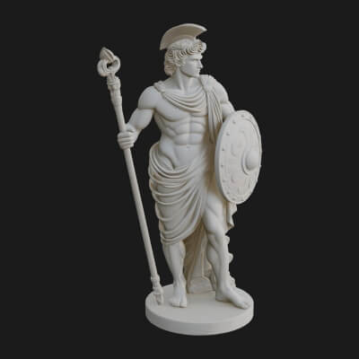 Greek Warrior God Statue Design 3 3D Print Model