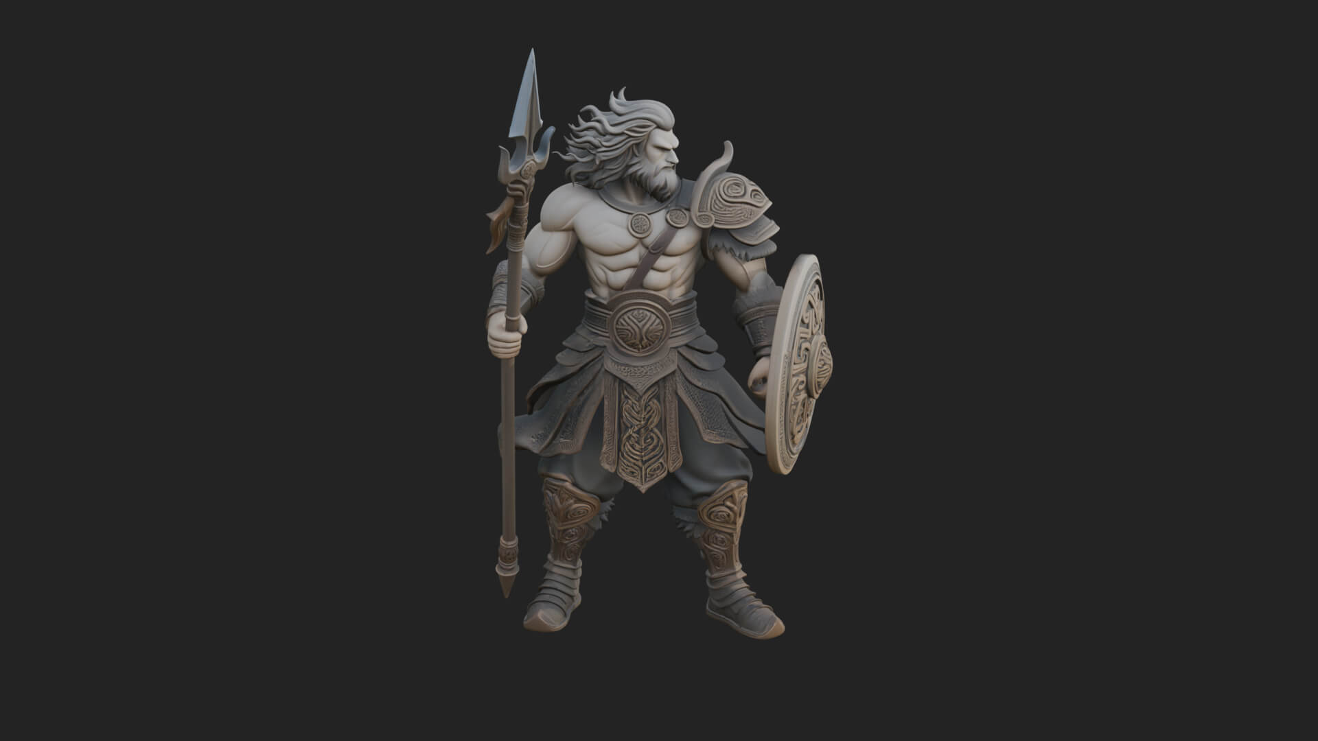 Greek Warrior God Statue Design 30 3D Print Model 3D Model