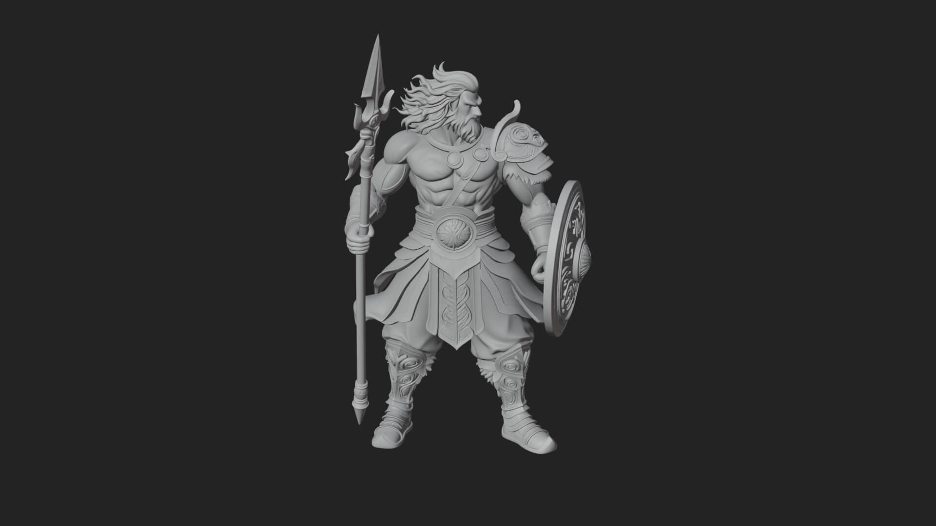 Greek Warrior God Statue Design 30 3D Print Model 3D Model