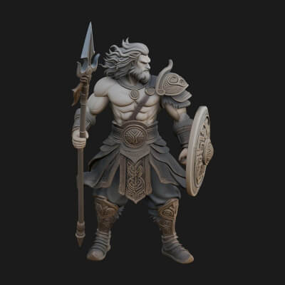 Greek Warrior God Statue Design 30 3D Print Model