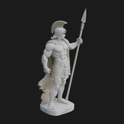 Greek Warrior God Statue Design 4 3D Print Model