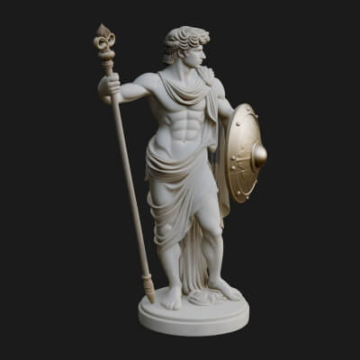 Greek Warrior God Statue Design 5 3D Print Model