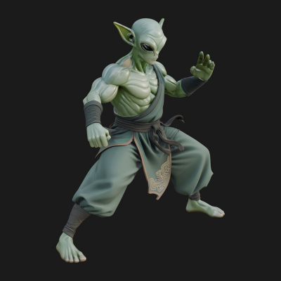 Green Alien Figure Statue Design 1 3D Print Model