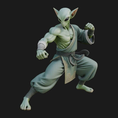 Green Alien Figure Statue Design 2 3D Print Model