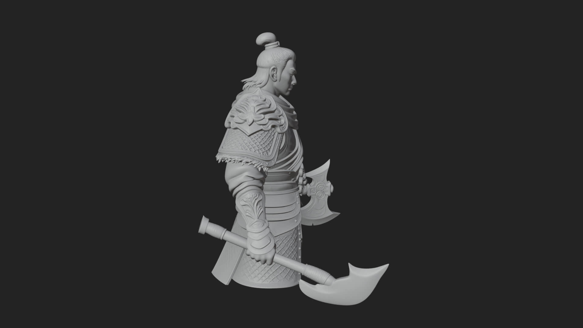 Green Armor Axe Warrior Bust Design 1 3D Print Model 3D Model