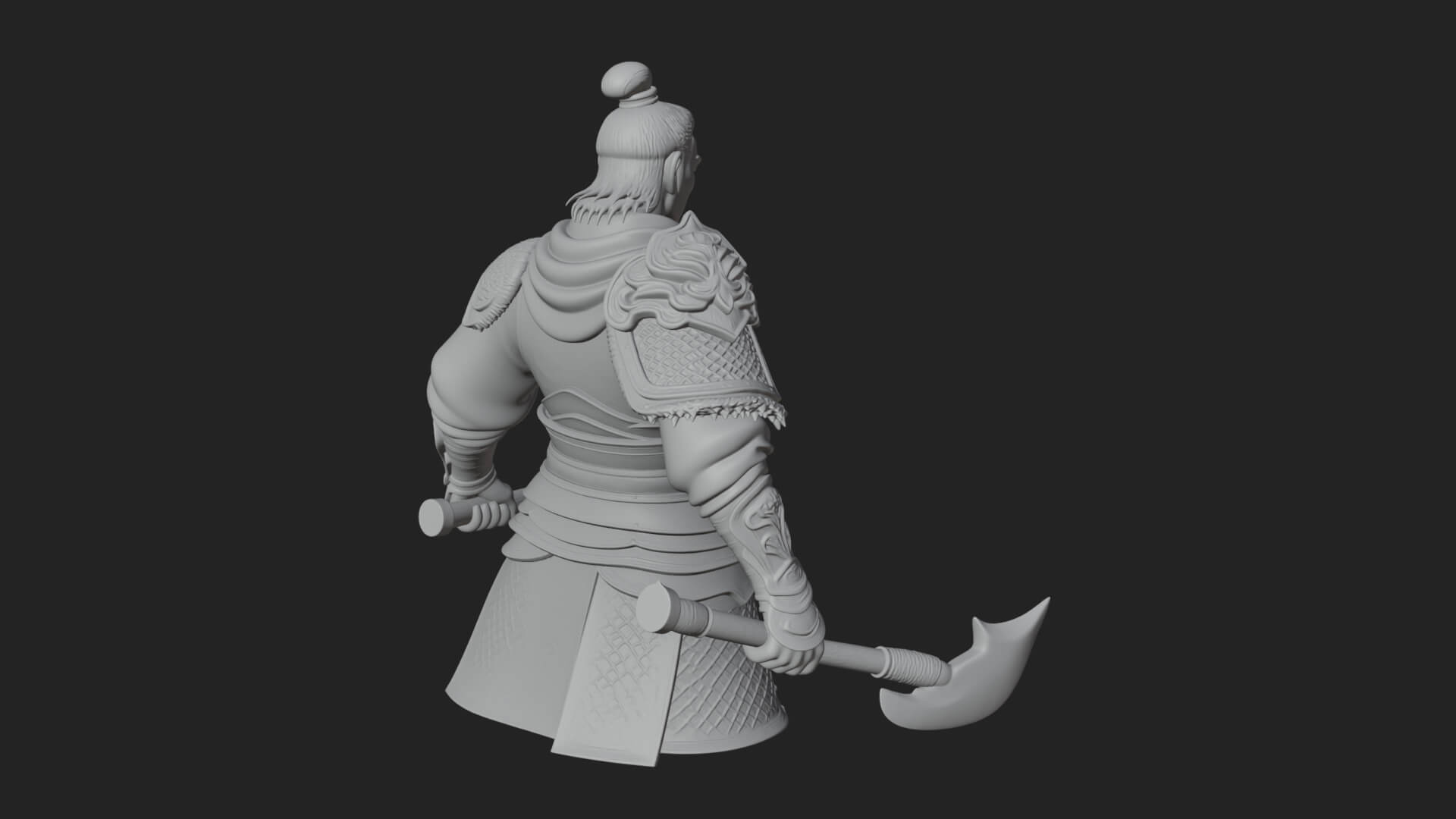 Green Armor Axe Warrior Bust Design 1 3D Print Model 3D Model
