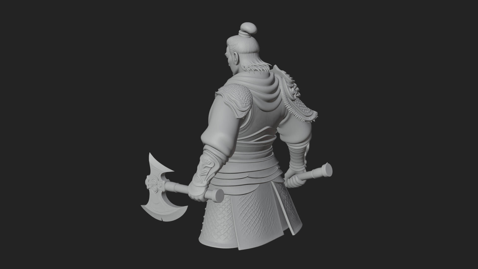 Green Armor Axe Warrior Bust Design 1 3D Print Model 3D Model