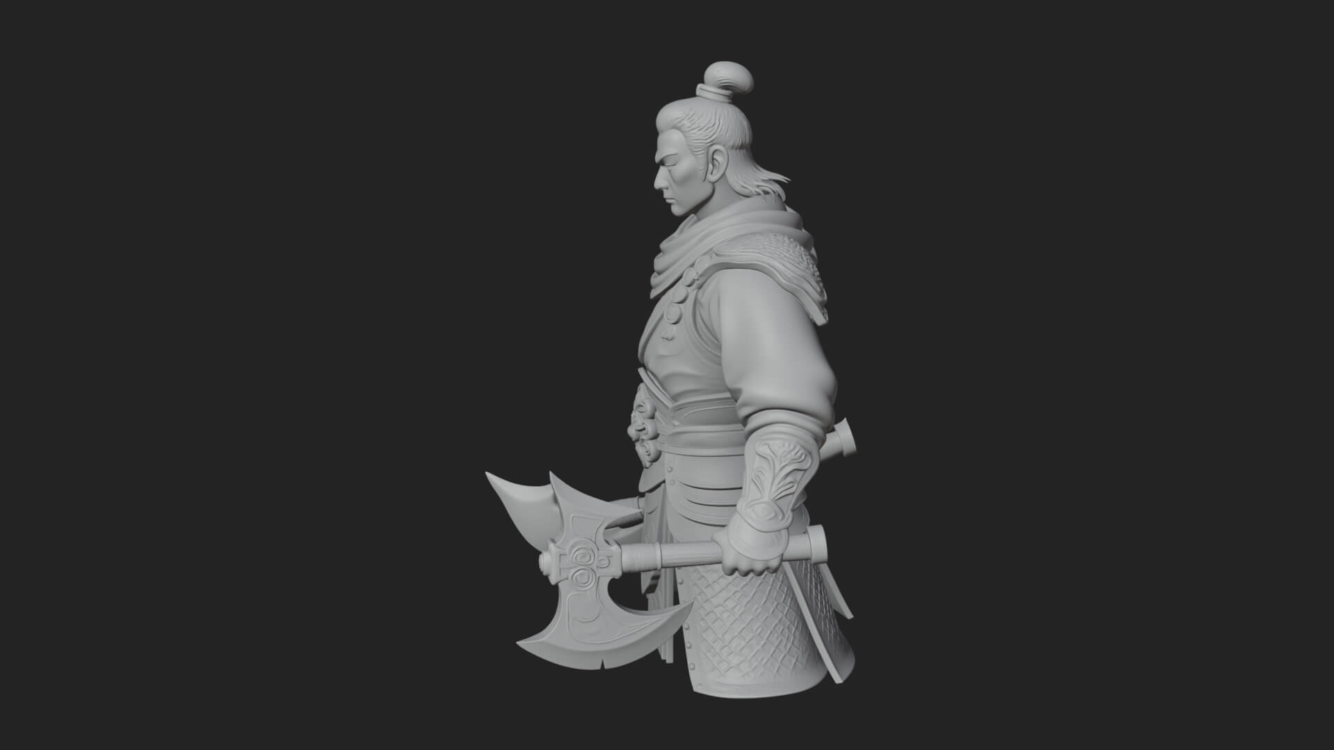 Green Armor Axe Warrior Bust Design 1 3D Print Model 3D Model