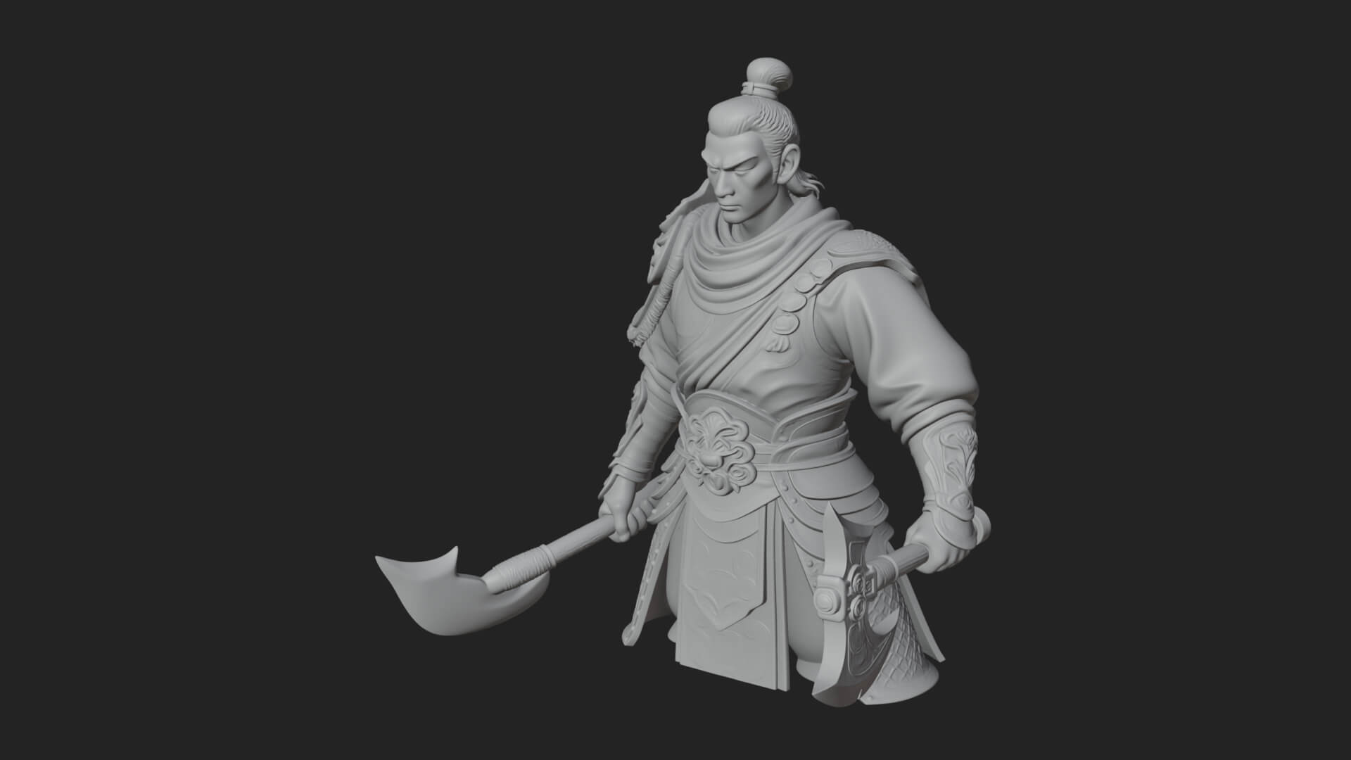Green Armor Axe Warrior Bust Design 1 3D Print Model 3D Model