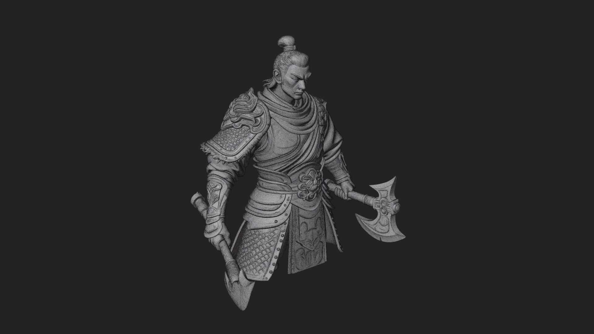 Green Armor Axe Warrior Bust Design 1 3D Print Model 3D Model