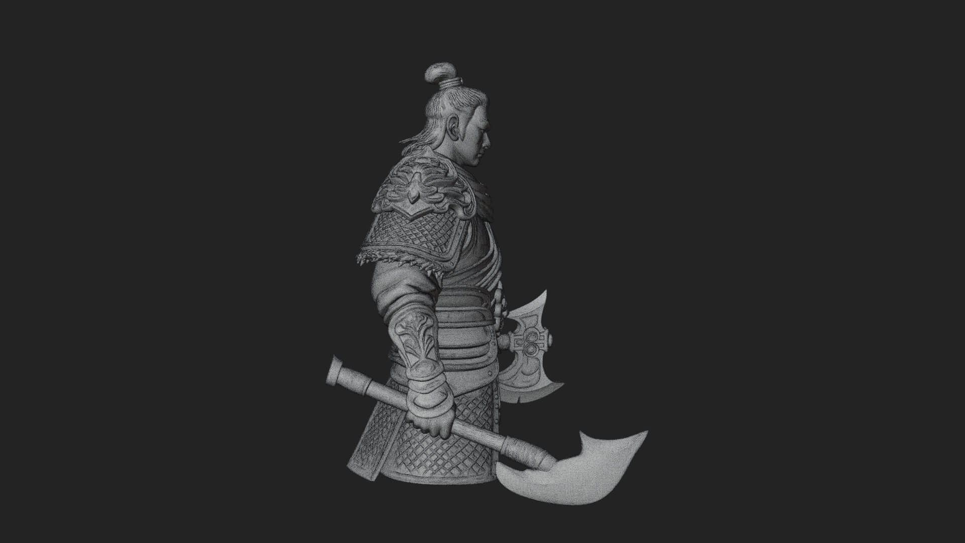 Green Armor Axe Warrior Bust Design 1 3D Print Model 3D Model