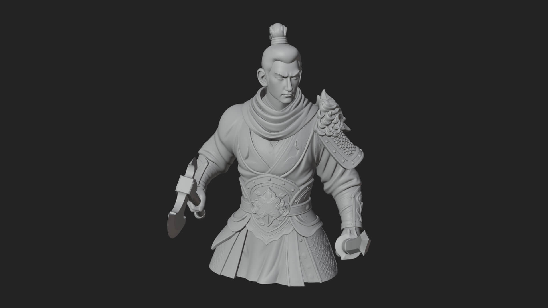 Green Armor Axe Warrior Bust Design 2 3D Print Model 3D Model