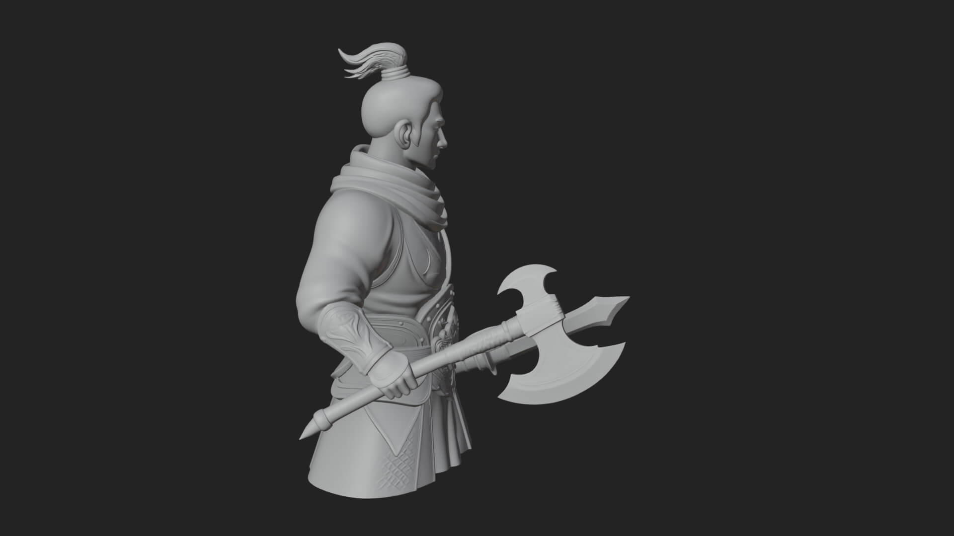 Green Armor Axe Warrior Bust Design 2 3D Print Model 3D Model