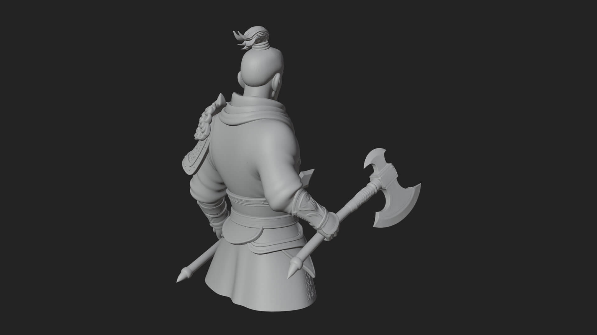 Green Armor Axe Warrior Bust Design 2 3D Print Model 3D Model