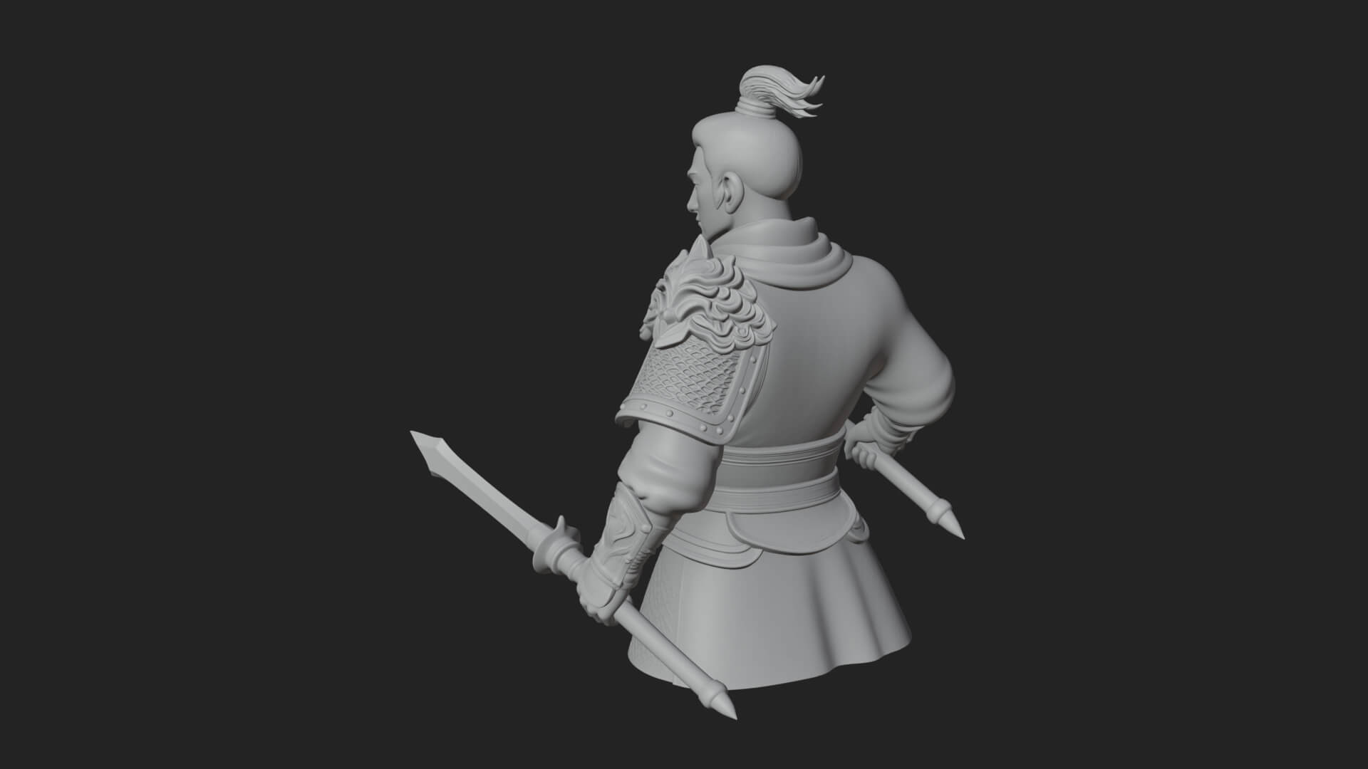 Green Armor Axe Warrior Bust Design 2 3D Print Model 3D Model