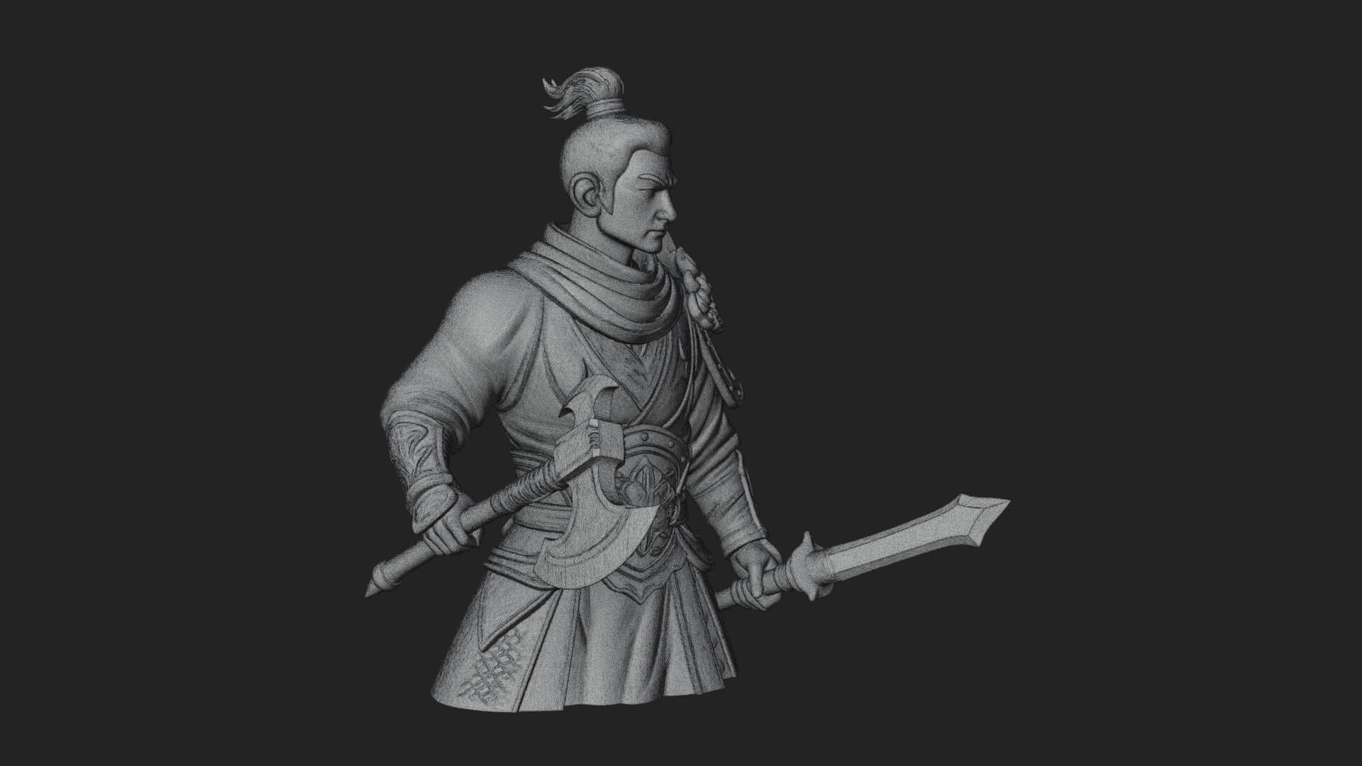Green Armor Axe Warrior Bust Design 2 3D Print Model 3D Model