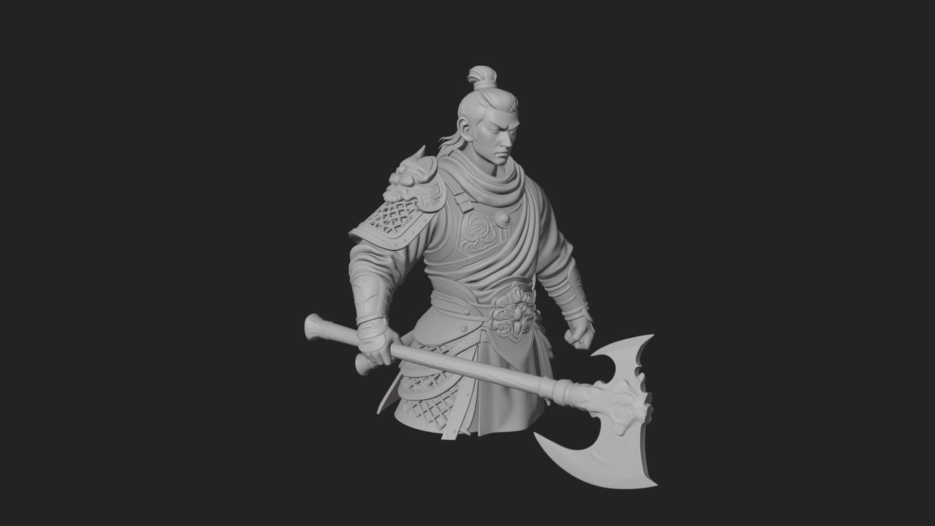 Green Armor Axe Warrior Bust Design 3 3D Print Model 3D Model