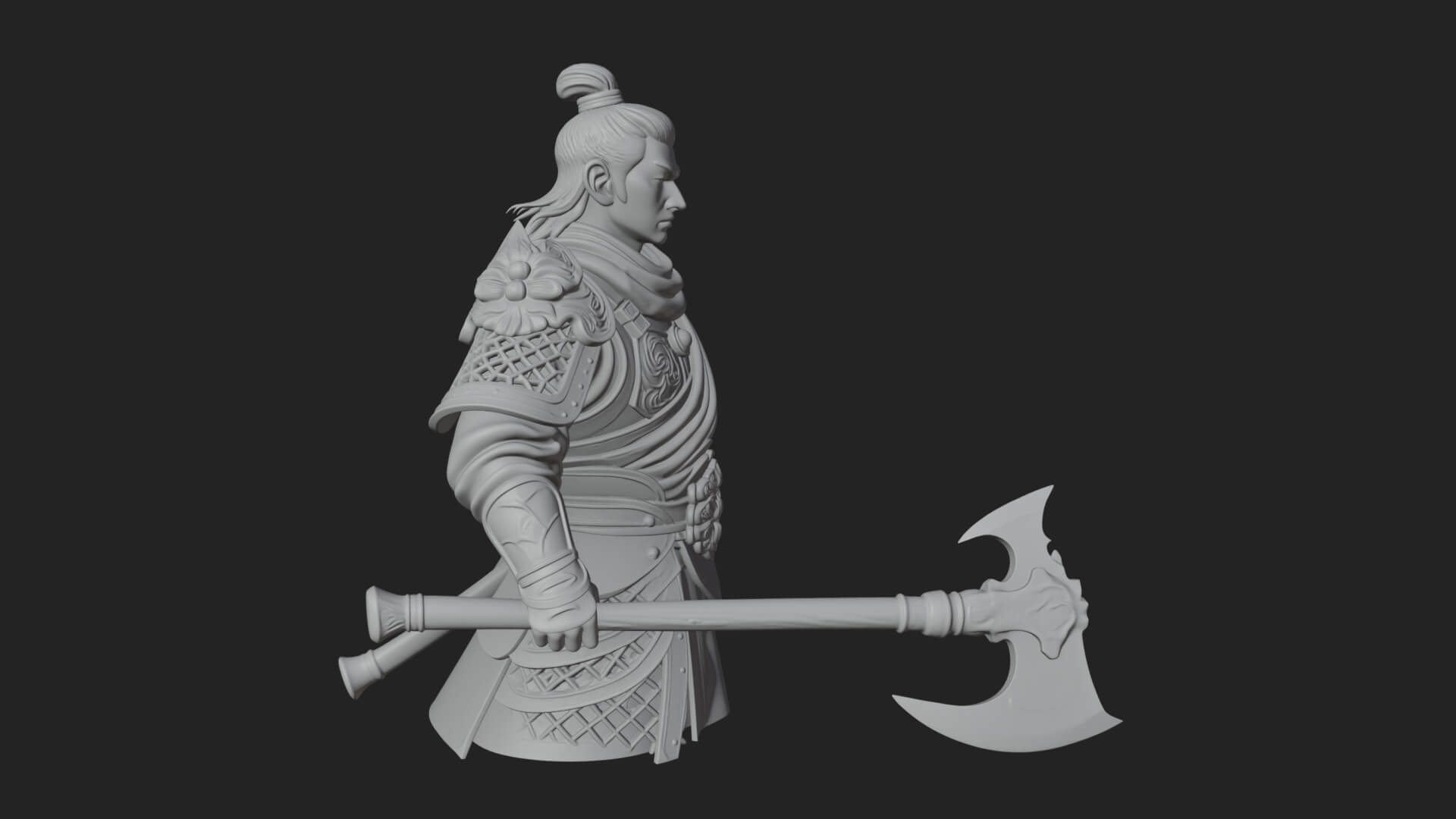 Green Armor Axe Warrior Bust Design 3 3D Print Model 3D Model
