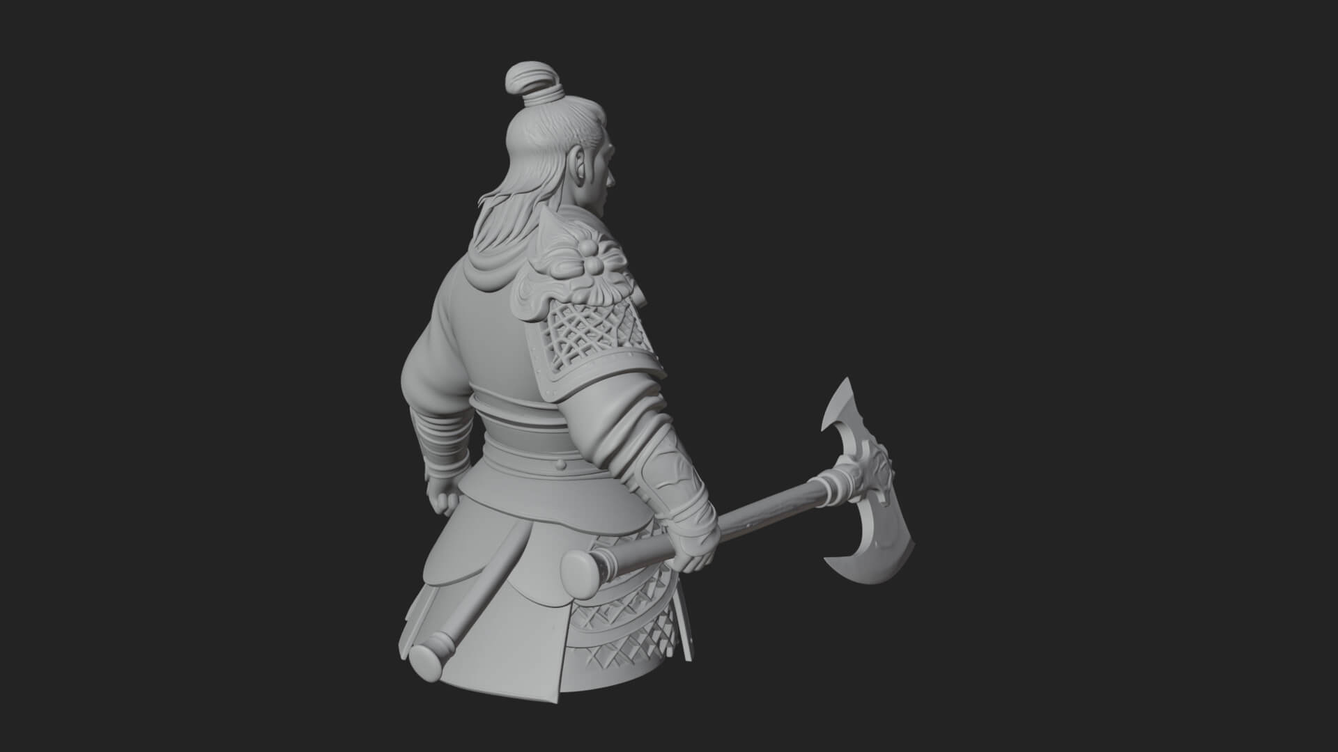 Green Armor Axe Warrior Bust Design 3 3D Print Model 3D Model