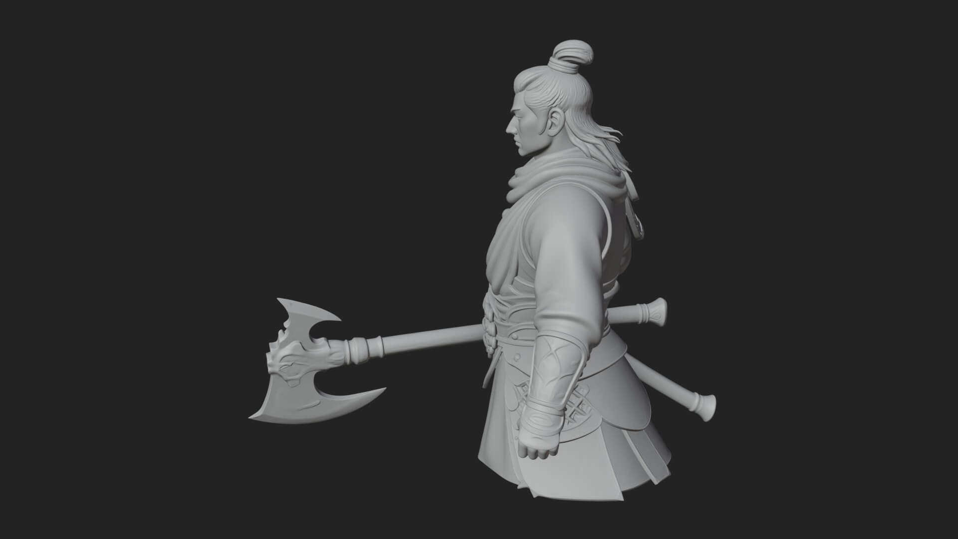 Green Armor Axe Warrior Bust Design 3 3D Print Model 3D Model