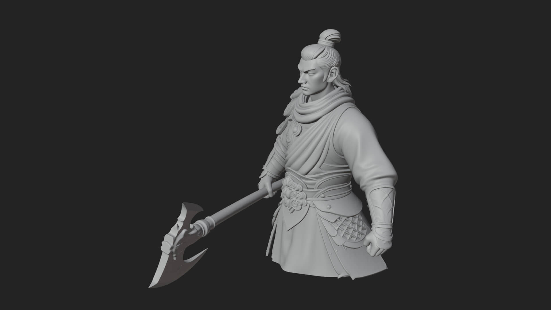 Green Armor Axe Warrior Bust Design 3 3D Print Model 3D Model