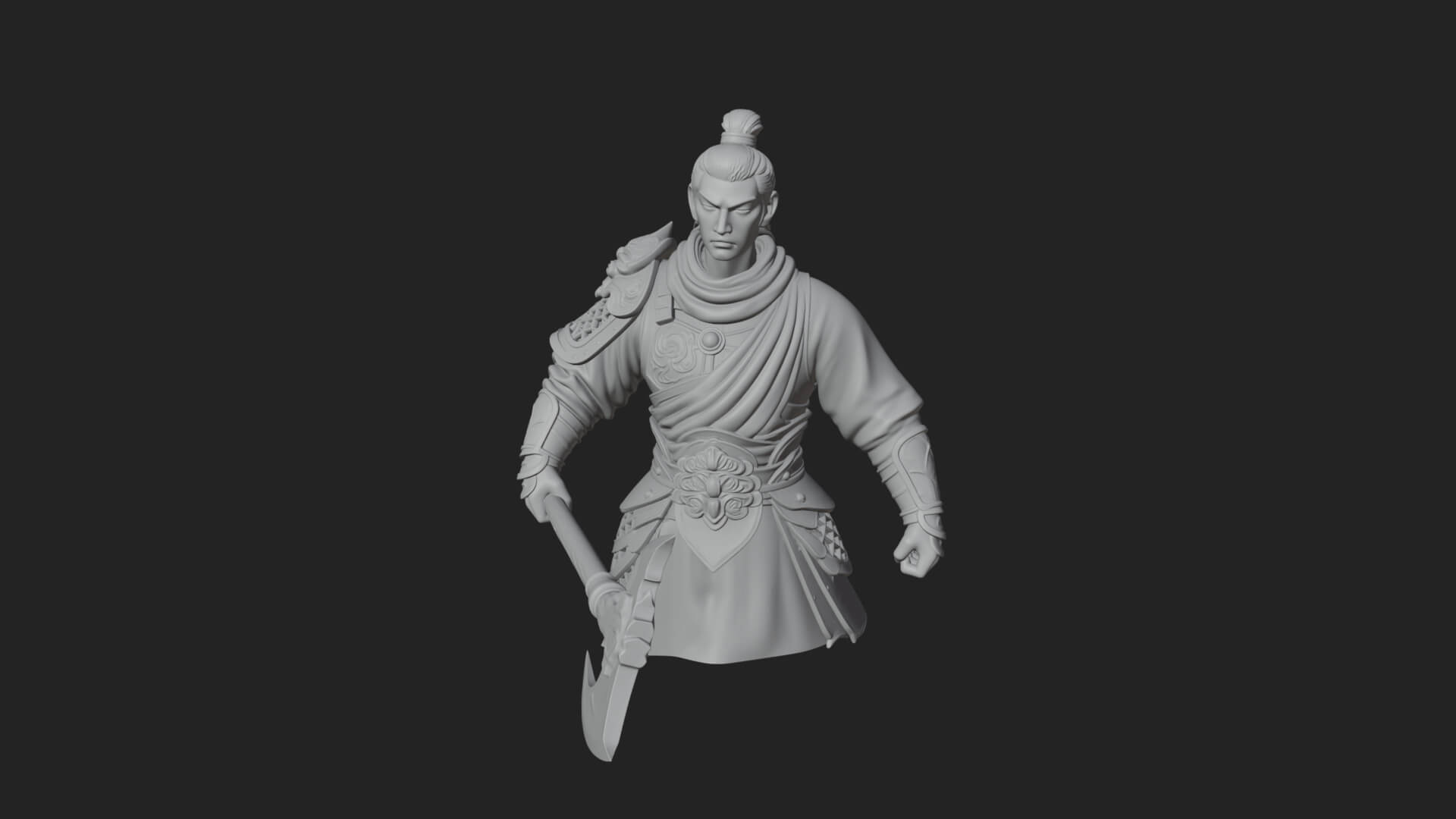Green Armor Axe Warrior Bust Design 3 3D Print Model 3D Model