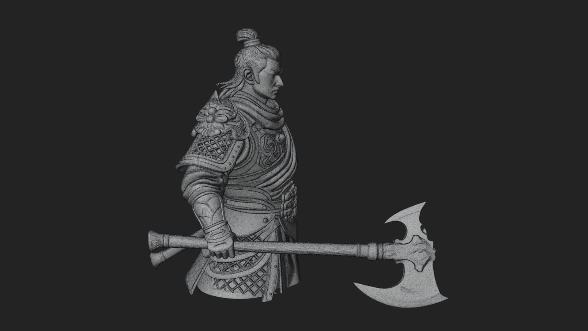 Green Armor Axe Warrior Bust Design 3 3D Print Model 3D Model