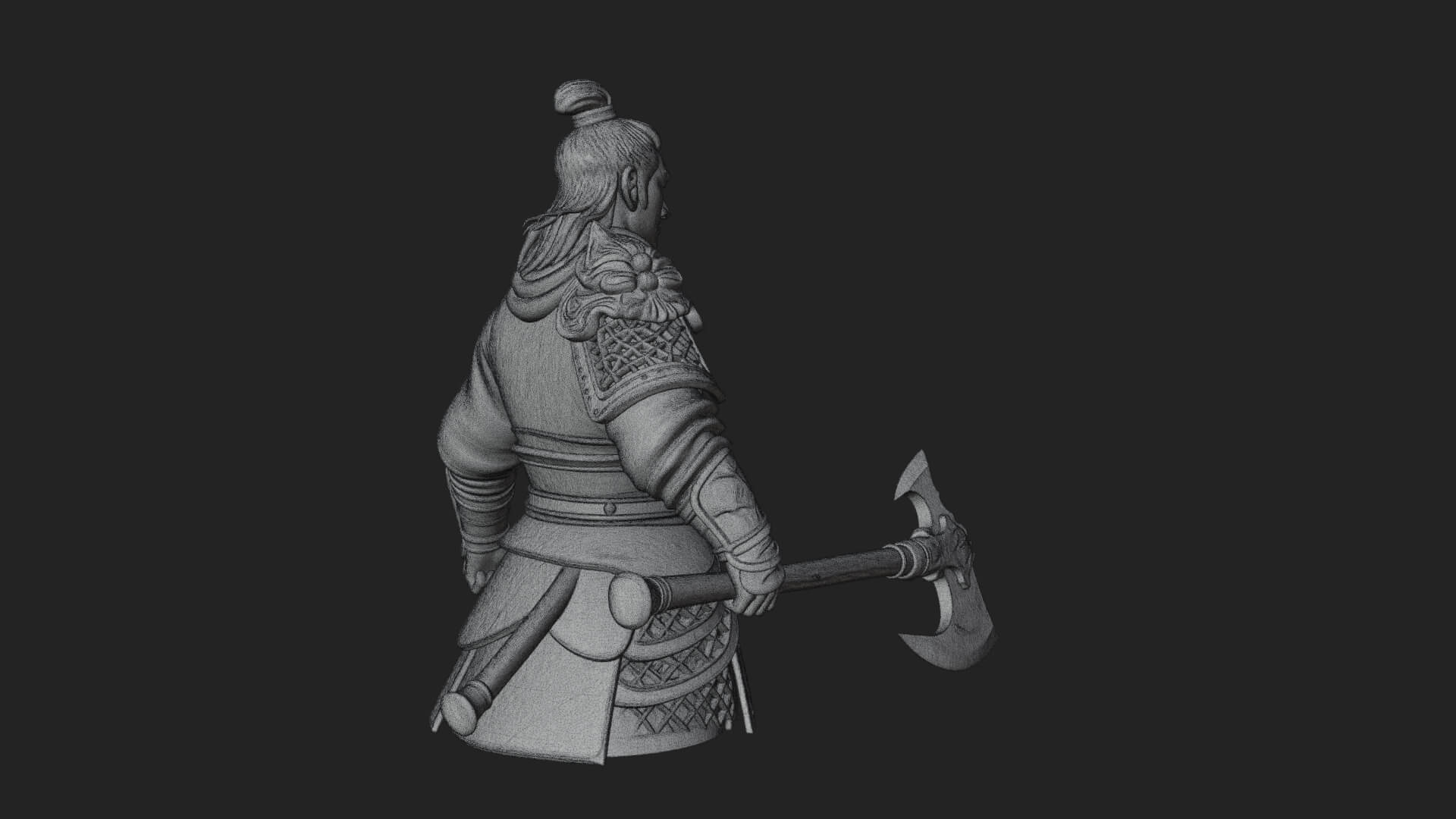 Green Armor Axe Warrior Bust Design 3 3D Print Model 3D Model