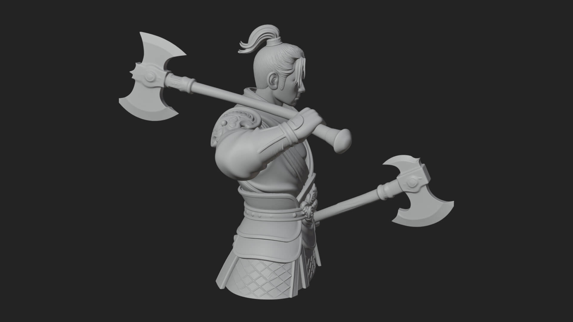 Green Armor Axe Warrior Bust Design 4 3D Print Model 3D Model