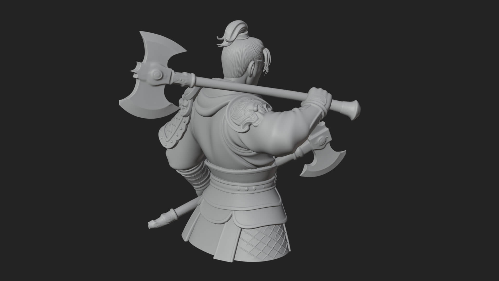 Green Armor Axe Warrior Bust Design 4 3D Print Model 3D Model